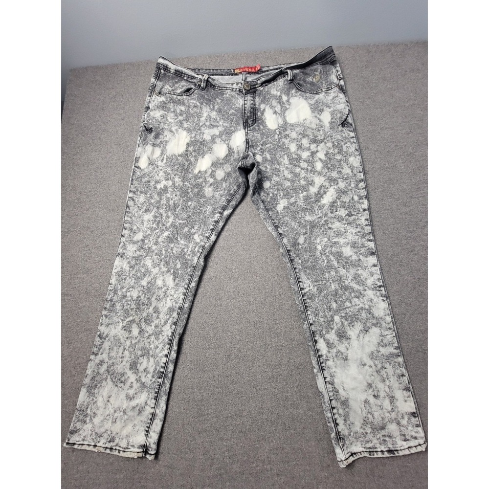 Apple Bottoms Jeans Womens 22 Gray Denim Snowflake Splash Acid Wash Straight Leg